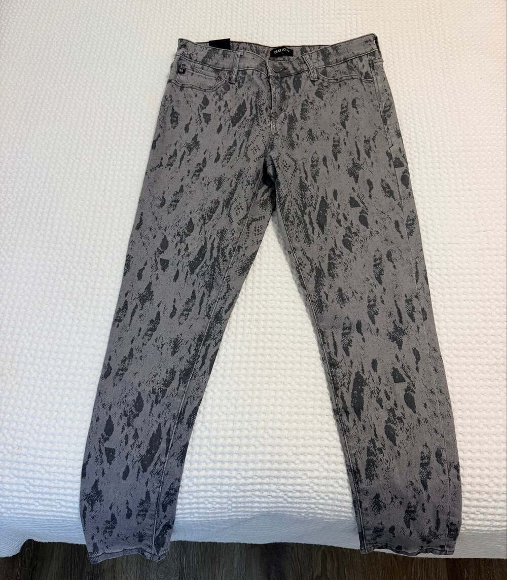 Dear John Gisele High Waisted Skinny Gray Black Animal Print Size 29